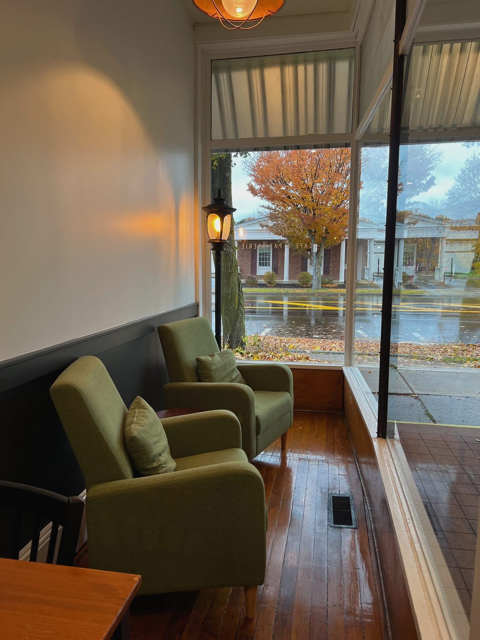 Warm and inviting interior of Butterlow Patisserie & Cafe in Fredonia, NY